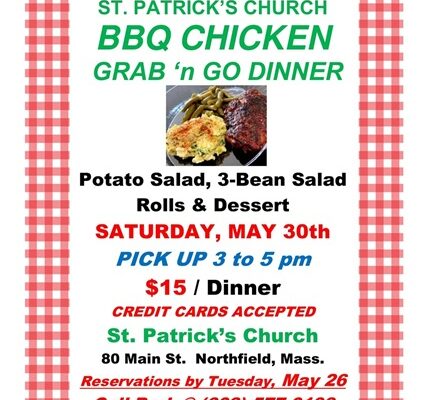 St Patrick’s Church – Northfield “To Go” BBQ Chicken Dinner